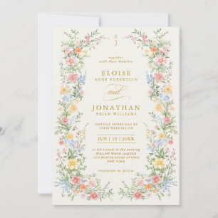 Soft Pastel Ornate Spring Garden Floral Wedding Invitation
