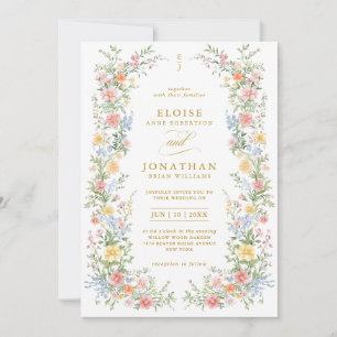 Soft Pastel Ornate Spring Garden Floral Wedding    Invitation
