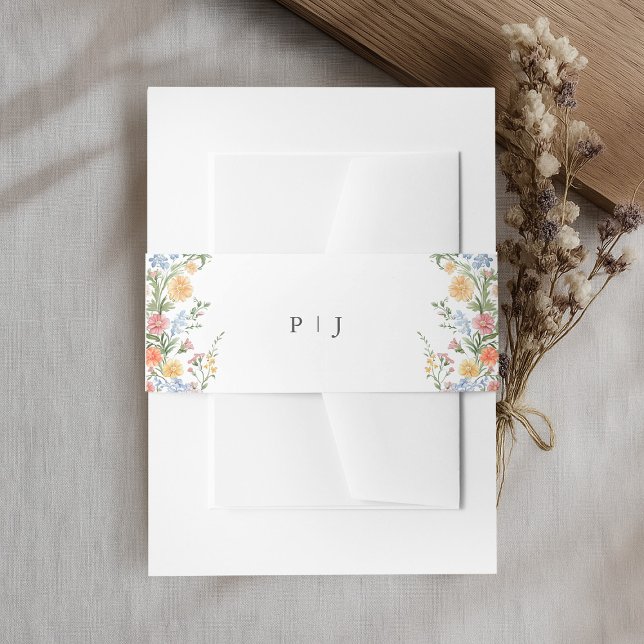 Soft Pastel Ornate Spring Garden Floral Wedding Invitation Belly Band (Soft Pastel Ornate Spring Garden Floral Wildflower Wedding Invitation Belly Band)