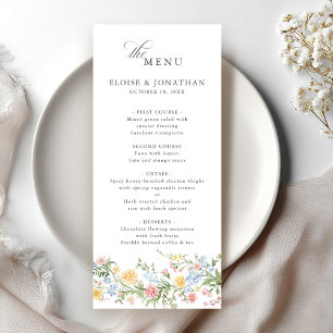 Soft Pastel Ornate Spring Garden Floral Wedding Menu