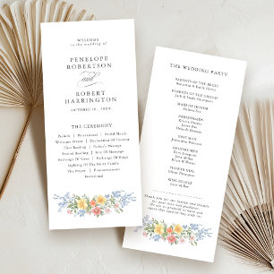 Soft Pastel Ornate Spring Garden Floral Wedding Programme
