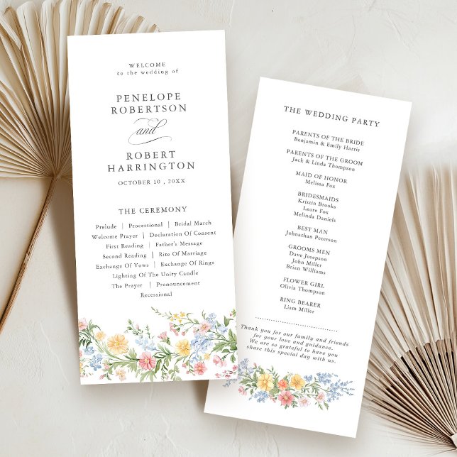 Soft Pastel Ornate Spring Garden Floral Wedding Programme (Soft Pastel Ornate Spring Garden Floral Wedding Program)