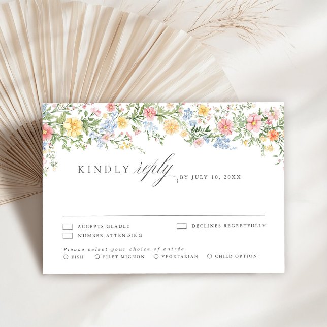 Soft Pastel Ornate Spring Garden Floral Wedding RSVP Card (Soft Pastel Ornate Spring Garden Floral Wedding Kindly Reply RSVP Card)