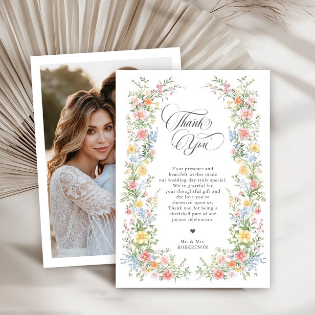 Soft Pastel Ornate Spring Garden Floral Wedding Thank You Card (Soft Pastel Ornate Spring Garden Floral Wedding Thank You Card)