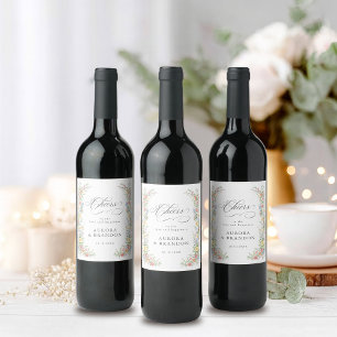 Soft Pastel Ornate Spring Garden Floral Wedding Wine Label