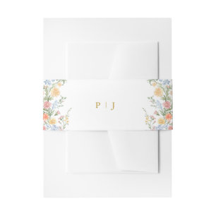 Soft Pastel Ornate Spring Garden Gold Wedding Invitation Belly Band