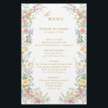 Soft Pastel Ornate Spring Garden Gold Wedding Menu<br><div class="desc">Elevate your table setting with this elegant floral wedding menu card. Featuring soft pastel blooms and classic typography, this design beautifully showcases your meal courses while adding a romantic touch to your reception décor. Perfect for garden, spring, summer, or timeless weddings, it coordinates effortlessly with refined and floral-themed celebrations. Personalize...</div>