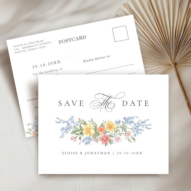 Soft Pastel Ornate Spring Garden Save the Date Postcard (Soft Pastel Ornate Spring Garden Save the Date Postcard)