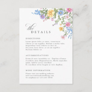 Soft Pastel Ornate Spring Garden Wedding Details Enclosure Card