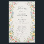 Soft Pastel Ornate Spring Garden  Wedding Program<br><div class="desc">Bring timeless charm and romantic elegance to your wedding with this minimalist floral program, featuring a soft watercolor border of hand-painted blooms. The delicate floral arrangement includes pastel pinks, buttery yellows, soft lavenders, baby blues, and sage greens, gracefully framing your custom text in the center. Perfect for spring or garden...</div>
