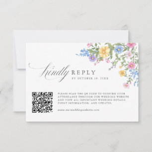 Soft Pastel Ornate Spring Garden Wedding QR Code RSVP Card