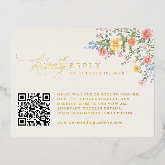Soft Pastel Ornate Spring Garden Wedding RSVP card (Front)