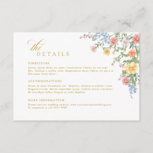 Soft Pastel Ornate Spring Gold Wedding Details Enclosure Card