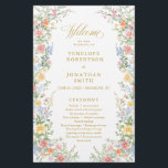 Soft Pastel Ornate Spring Gold  Wedding Program<br><div class="desc">Bring timeless charm and romantic elegance to your wedding with this minimalist floral program with gold lettering, featuring a soft watercolor border of hand-painted blooms. The delicate floral arrangement includes pastel pinks, buttery yellows, soft lavenders, baby blues, and sage greens, gracefully framing your custom text in the center. Perfect for...</div>