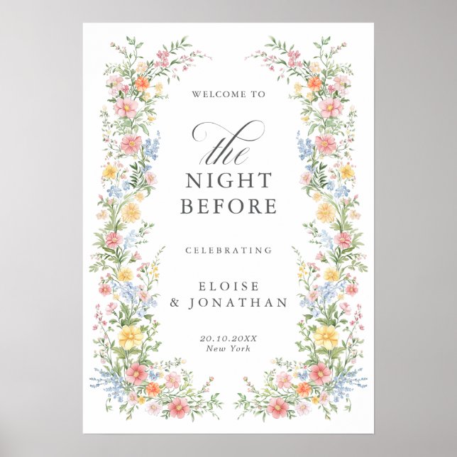 Soft Pastel Ornate Spring Rehearsal Dinner Welcome Poster (Front)