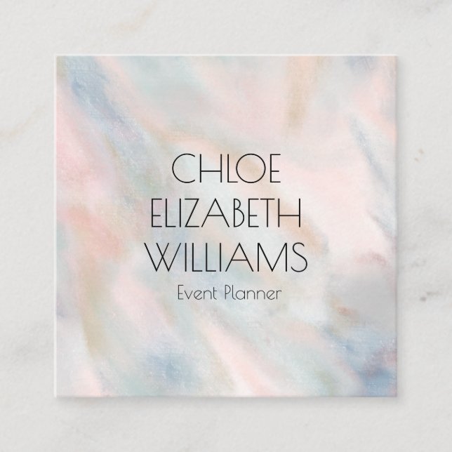 Soft Pastel Painting Abstract Brushstokes Pink Square Business Card (Front)