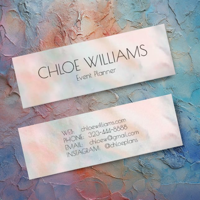 Soft Pastel Painting Abstract Brushstrokes Pink  Mini Business Card (Creator Uploaded)