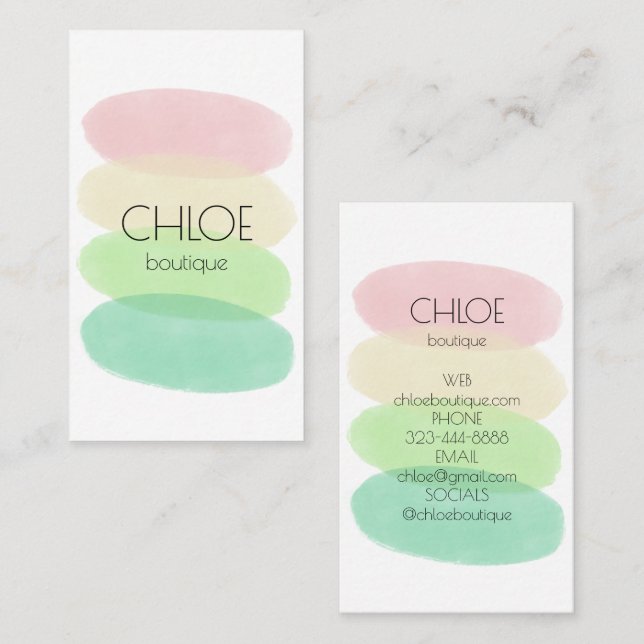 Soft Pastel Painting Abstract Shapes Watercolor Business Card (Front/Back)