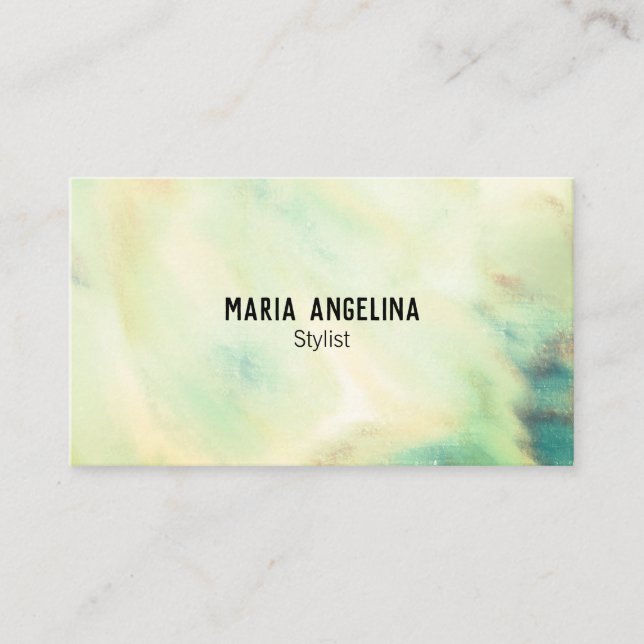 Soft pastel painting green abstract business card (Front)