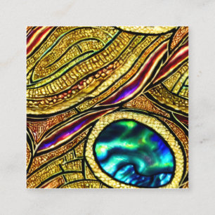 Soft Pastel Paua Shell Color Stained Glass Square Business Card