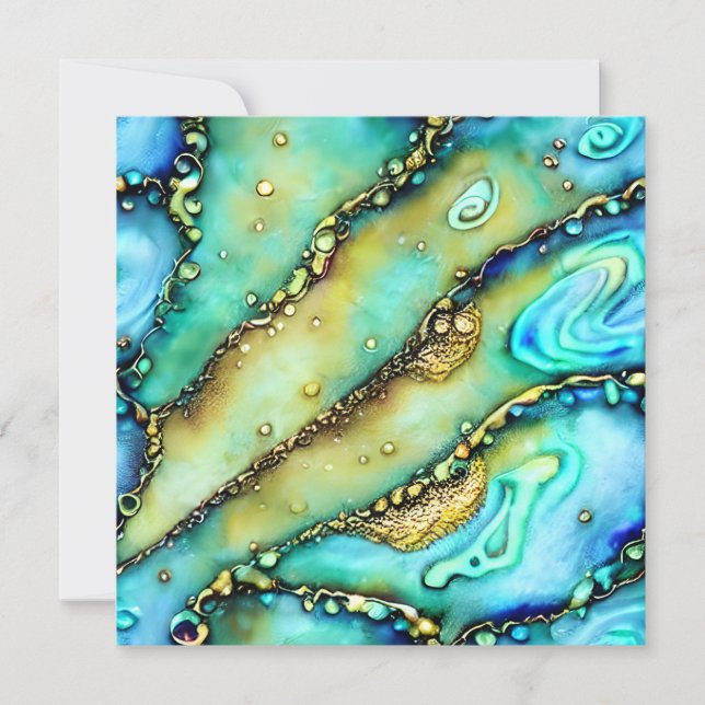 Soft Pastel Paua Shell Colour Liquid Alcohol Ink G Card (Front)