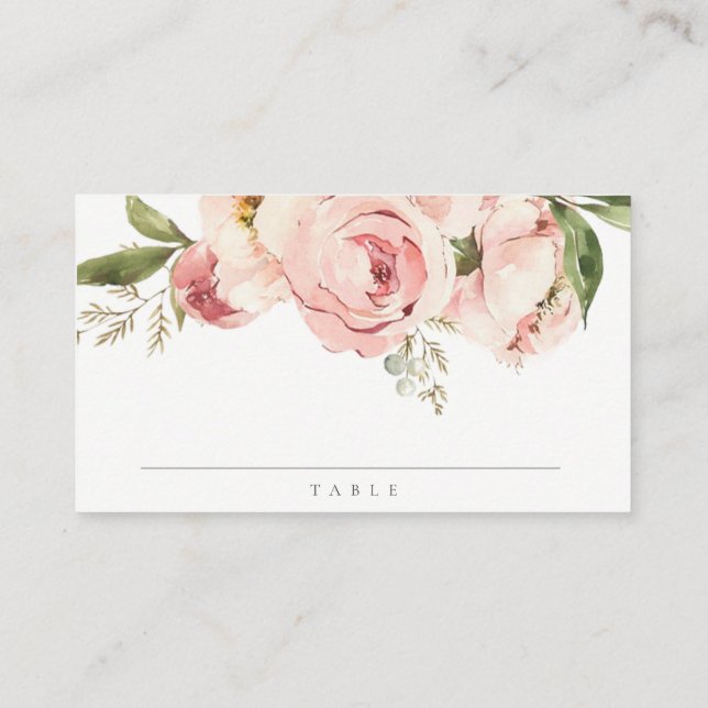 Soft Pastel Peach Rose Floral Cross Bunch Baptism Place Card (Back)