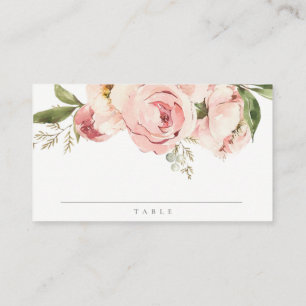 Soft Pastel Peach Rose Floral Cross Bunch Baptism Place Card