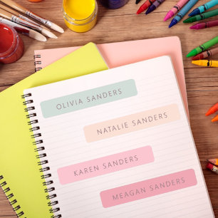 Soft Pastel Personalised School Name Labels
