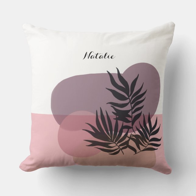 Soft Pastel Pink Abstract Tropical  Cushion (Front)