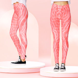 Soft Pastel Pink Abstract Wavy Art Athletic Wear  Leggings