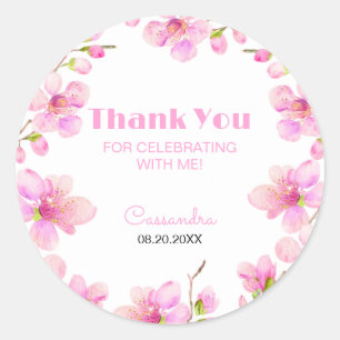 Soft Pastel Pink Cherry Blossom Sakura Birthday Classic Round Sticker