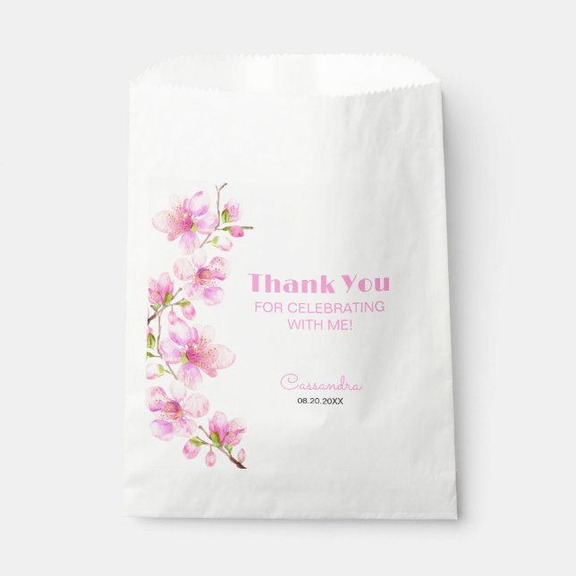 Soft Pastel Pink Cherry Blossom Sakura Birthday Favour Bags (Front)