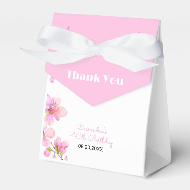 Soft Pastel Pink Cherry Blossom Sakura Birthday Favour Box (Front Side)