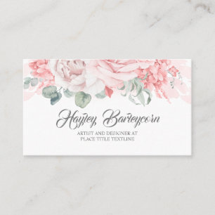 Soft Pastel Pink Flowers Elegant Stylish Modern Business Card