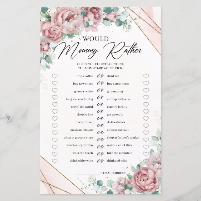 Soft pastel pink flowers gold Would Mummy Rather (Front)