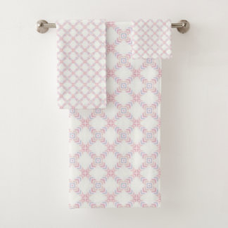 Soft Pastel Pink Micro Geometric Seamless Bath Towel Set