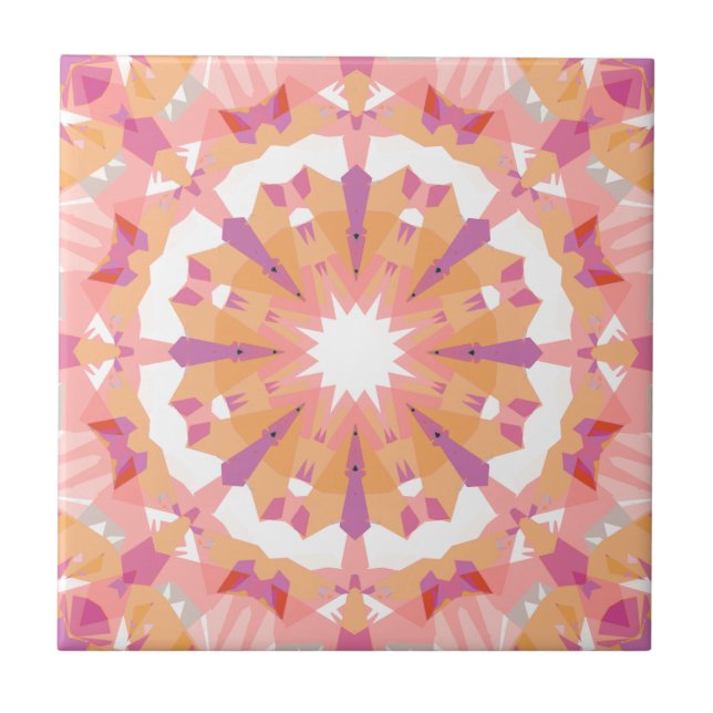 Soft Pastel Pink Peach Purple Star Eclectic Decor Tile (Front)