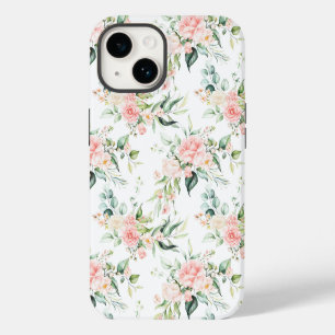Soft Pastel Pink Rose Flower Pattern iPhone 14 Case