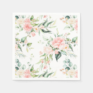 Soft Pastel Pink Rose Flower Pattern Napkin