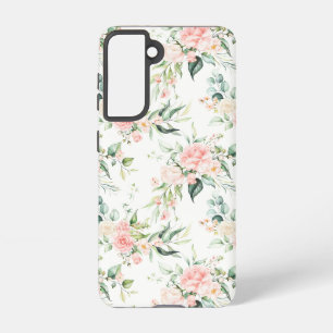 Soft Pastel Pink Rose Flower Pattern Samsung Galaxy Case