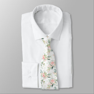 Soft Pastel Pink Rose Flower Pattern Tie