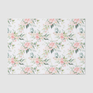 Soft Pastel Pink Rose Flower Pattern Tissue Paper