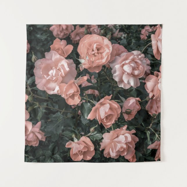 Soft Pastel Pink Rose Garden Tapestry (Front)