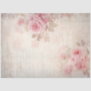 Soft pastel pink roses ephemera vintage chic tissue paper