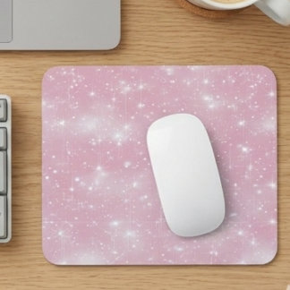 Soft Pastel Pink Sparkly Starry Shimmer Glam Mouse Mat