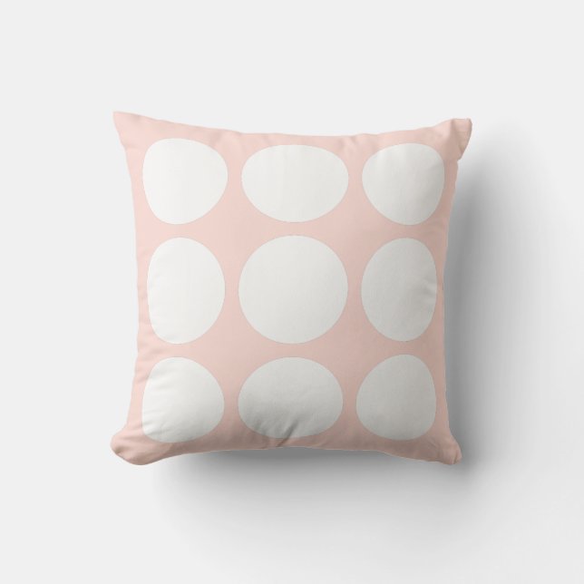 Soft Pastel Pink & White Abstract Circle Design Cushion (Front)
