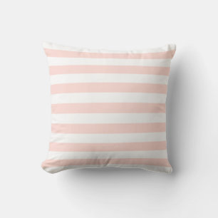 Soft Pastel Pink & White Lines Pattern Cushion