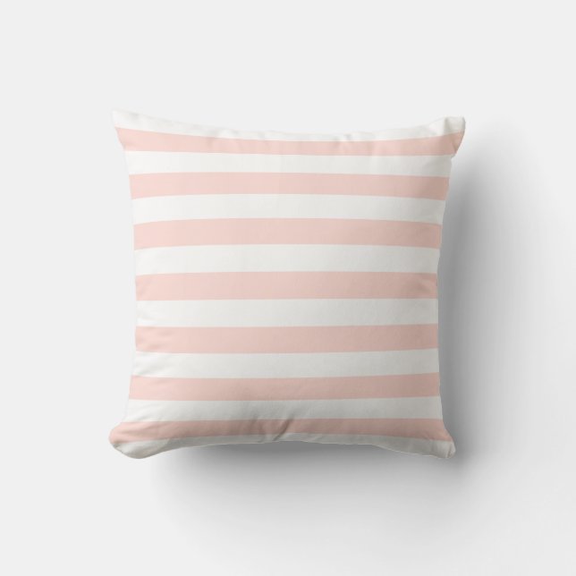 Soft Pastel Pink & White Lines Pattern Cushion (Front)