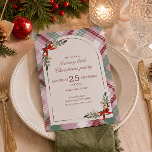 Soft Pastel Plaid Christmas party Invitation