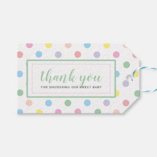 Soft Pastel Polka Dots Baby Shower Thank You Gift Tags
